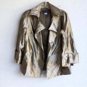 Gold metallic floral paisley Bianca Nygard open jacket